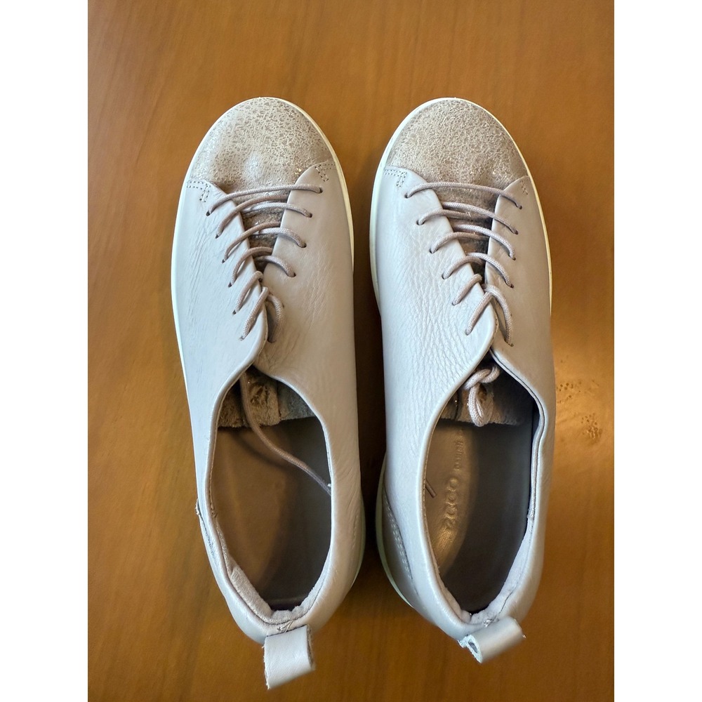 Ecco‎ Women's Sneakers Leather Mauve Pink Glitter Toe Walking Casual Shoes - Picture 6 of 7